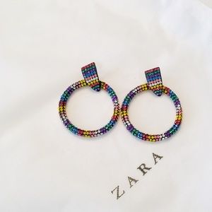 Zara rainbow crystal hoop earrings